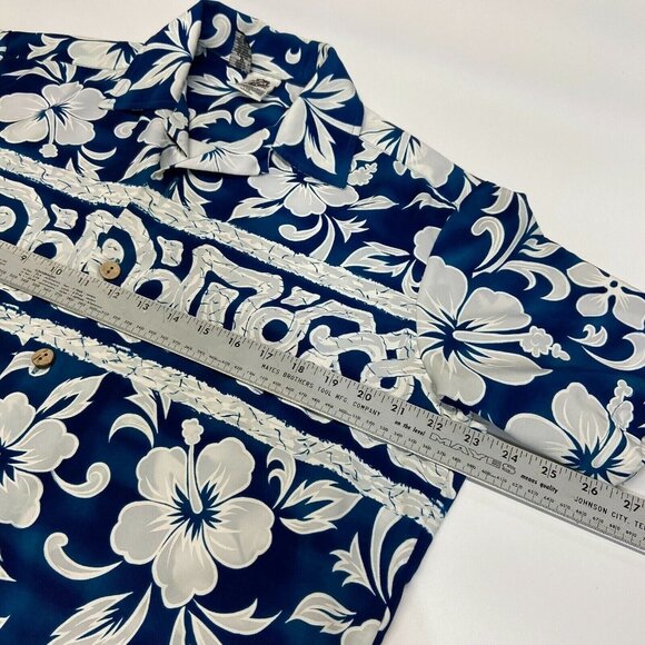 Kennington Hawaiian Shirt Men's  Medium Polyester Blue/Gray‎ Button Down - Picture 4 of 8